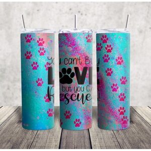 Colorful Paw Print Pet Rescue Tumbler